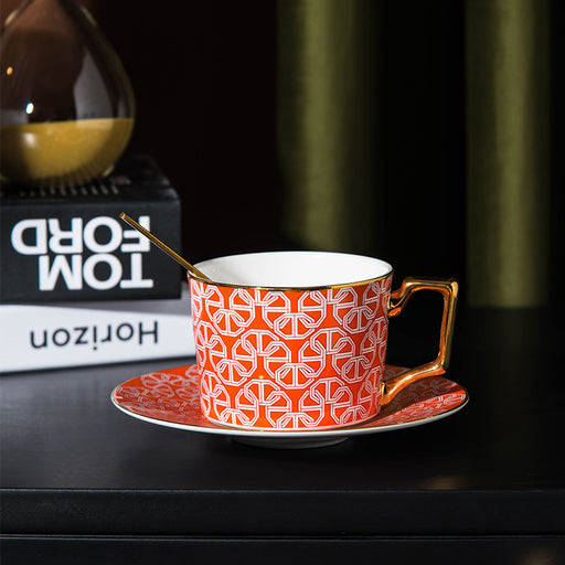 Geometric Figure Designed Fine Bone China Cup and Saucer Set-2