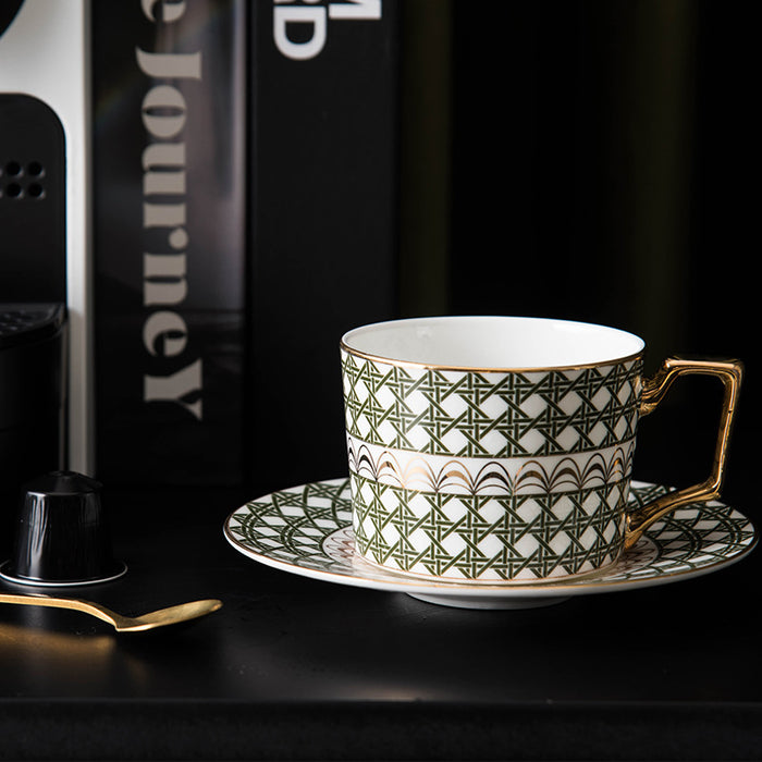 Geometric Figure Designed Fine Bone China Cup and Saucer Set-7