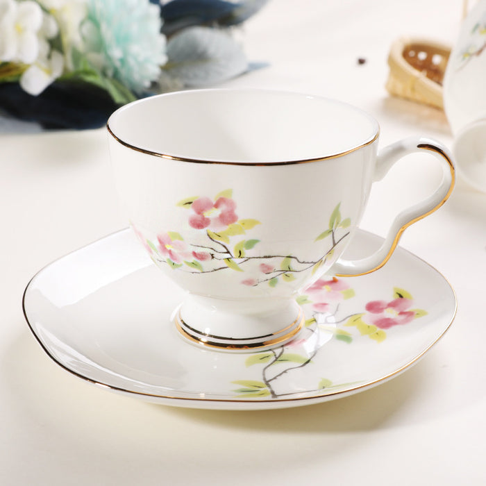 Cuckoo Flower Golden Rim Bone China Coffee Cup Set-2