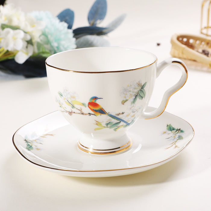 Cuckoo Flower Golden Rim Bone China Coffee Cup Set-5
