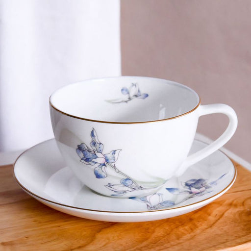 Blue Iris Golden Rim Bone China Tea Cup Set-2