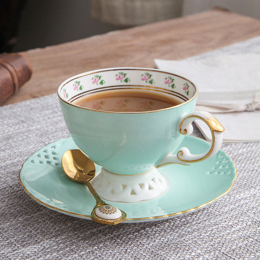 Macaron Fine Bone China Golden Rim Cup and Saucer Set-2