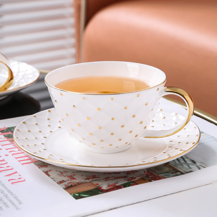 Gold Spot Golden Rim Coffee Cup and Saucer Set-2
