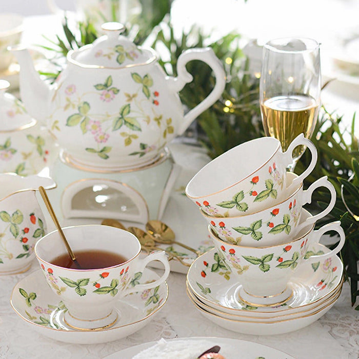 Strawberries and Leaves Bone China Tea Set-3