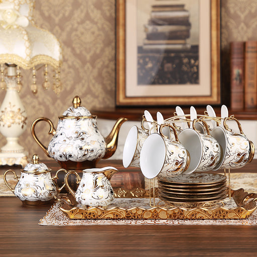 Gold Rim English Flower Tea Set-2