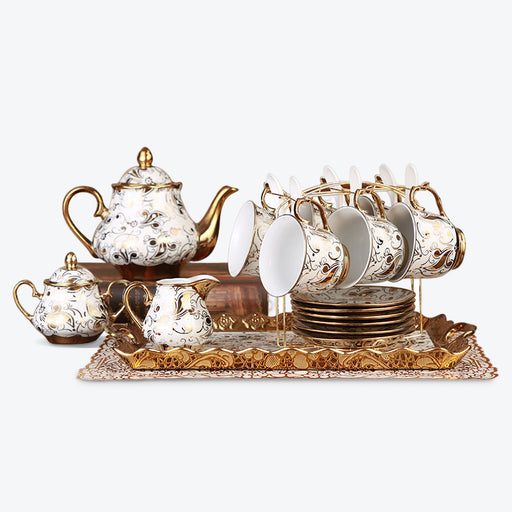 Gold Rim English Flower Tea Set-1