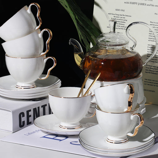 Gold Rim Bone China Tea Set-2