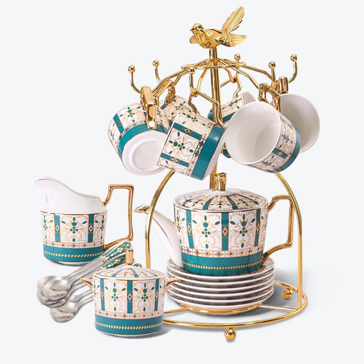 English Geometric Ceramic Tea Set-1