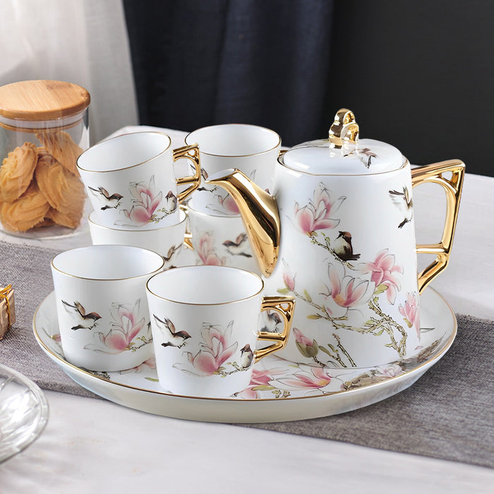 English Flower Bird Plant Ceramic Tea Set-4