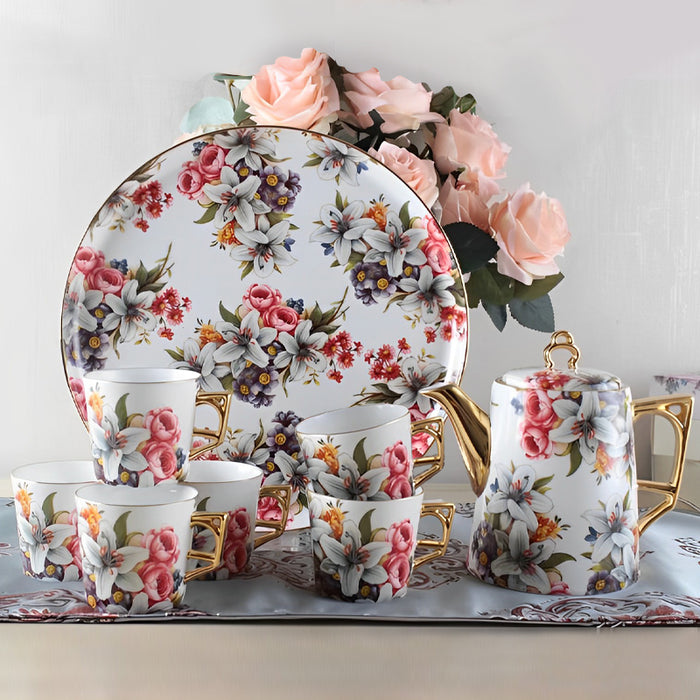 English Flower Bird Plant Ceramic Tea Set-6