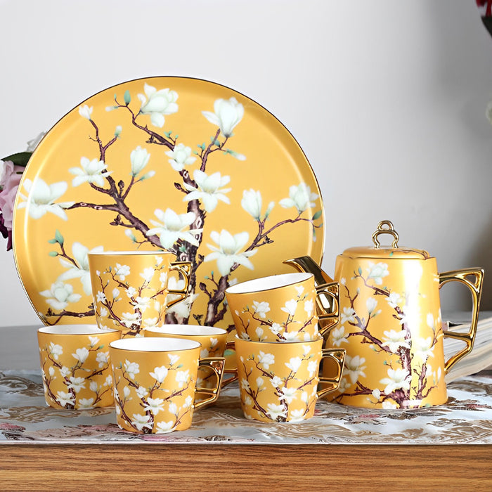 English Flower Bird Plant Ceramic Tea Set-12