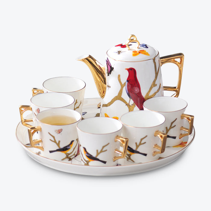 English Flower Bird Plant Ceramic Tea Set-13