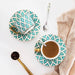 Bone China Green Diamond Grid Cup Tea Set-3
