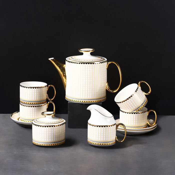 Gold Trim Geometric Afternoon Tea Set-8