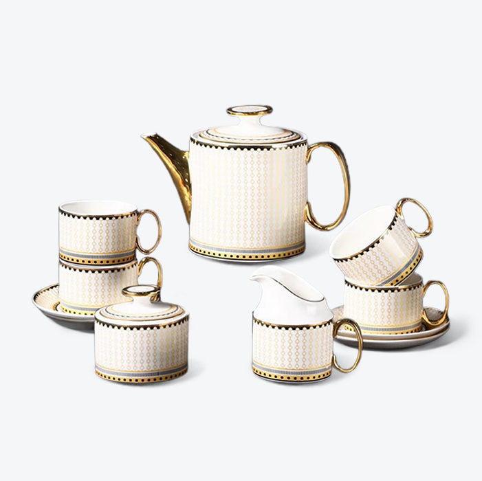 Gold Trim Geometric Afternoon Tea Set-7