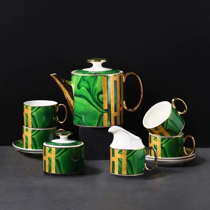 Gold Trim Geometric Afternoon Tea Set-10