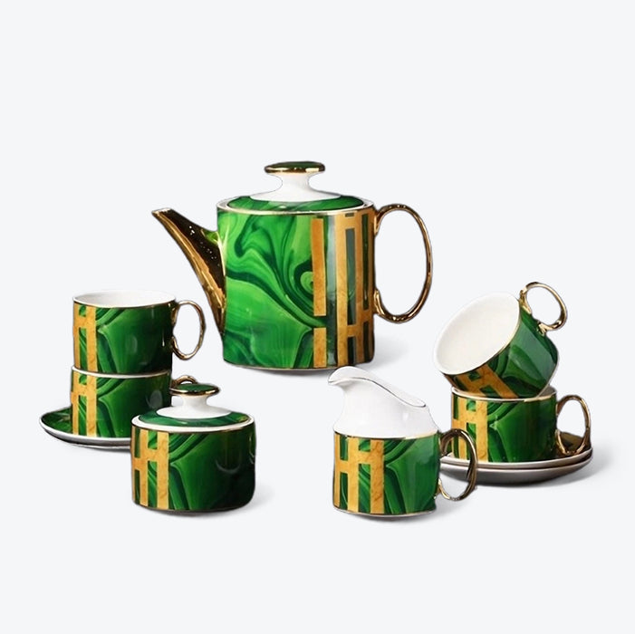 Gold Trim Geometric Afternoon Tea Set-9