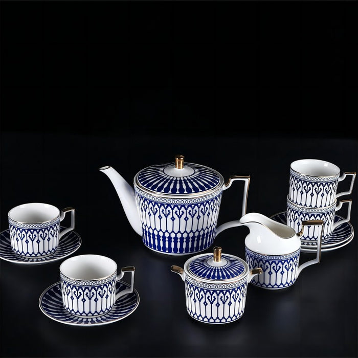 Gold Trim Blue Lined Afternoon Tea Set-2