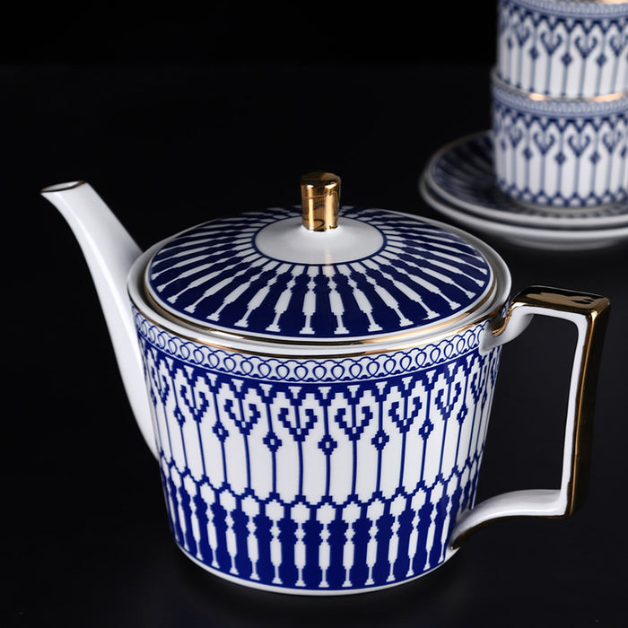 Gold Trim Blue Lined Afternoon Tea Set-3