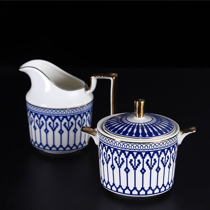 Gold Trim Blue Lined Afternoon Tea Set-4