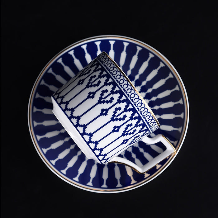 Gold Trim Blue Lined Afternoon Tea Set-6
