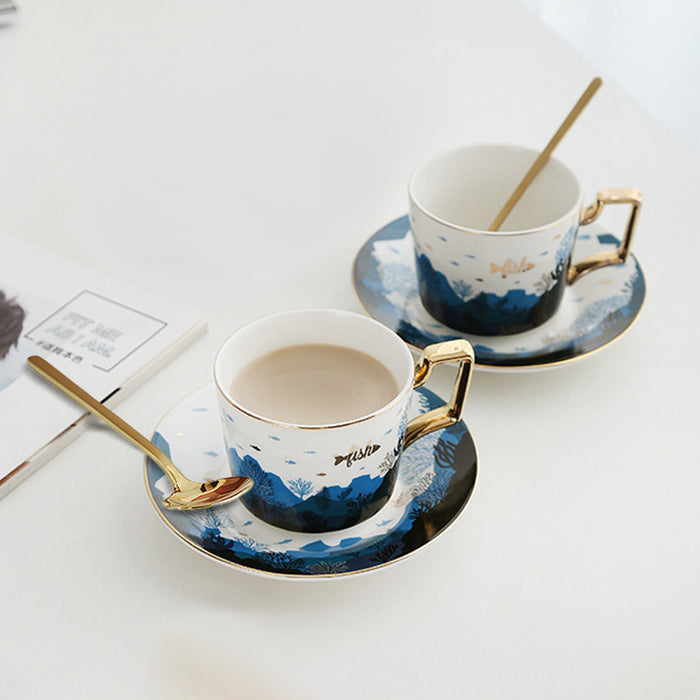 Underwater World Gold Trim Ceramic Tea Set-2