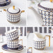 Bone China Blue Geometric Gold Trim Ceramic Tea Set-3
