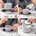 Bone China Blue Geometric Gold Trim Ceramic Tea Set-6