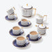 Bone China Blue Geometric Gold Trim Ceramic Tea Set-5