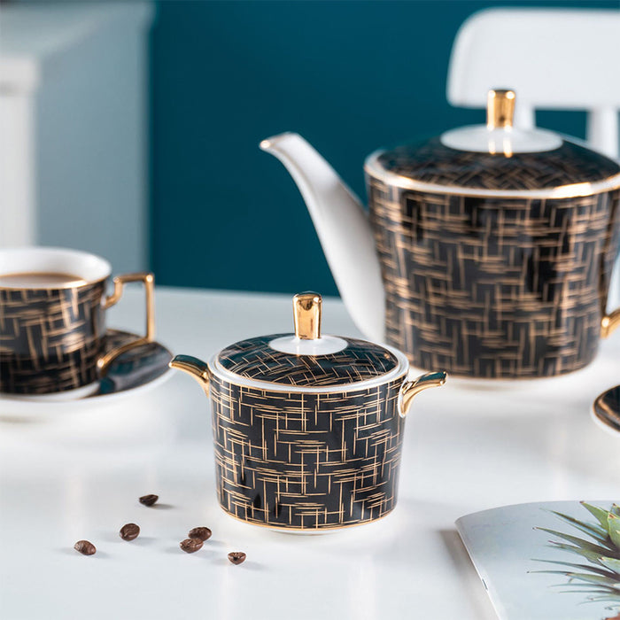 Bone China Gold Lines Pattern Tea Set-5