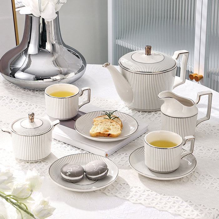 Bone China Silver Stripes Tea Set-2