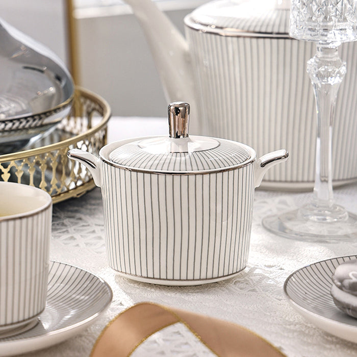 Bone China Silver Stripes Tea Set-3
