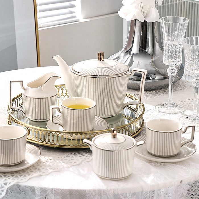 Bone China Silver Stripes Tea Set-5