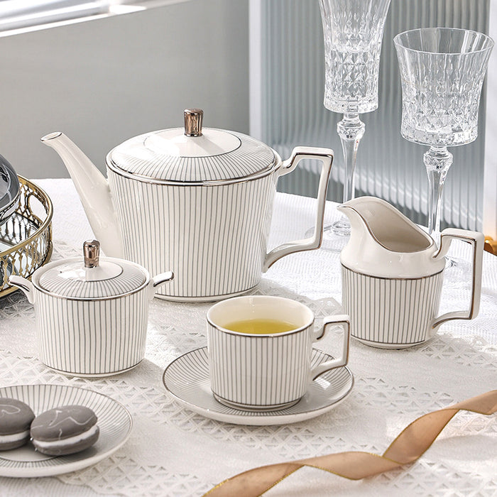 Bone China Silver Stripes Tea Set-6