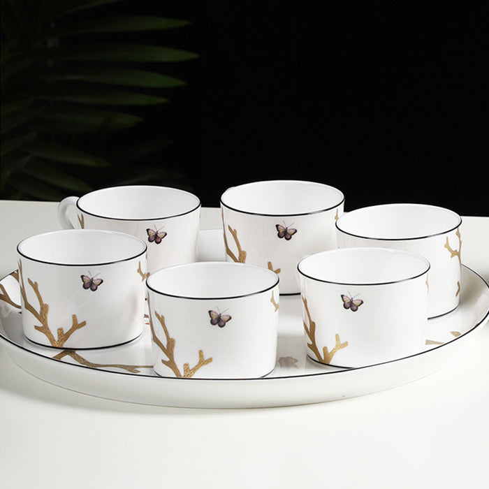 Bone China Branch and Bird Gold Trim Tea Set-3