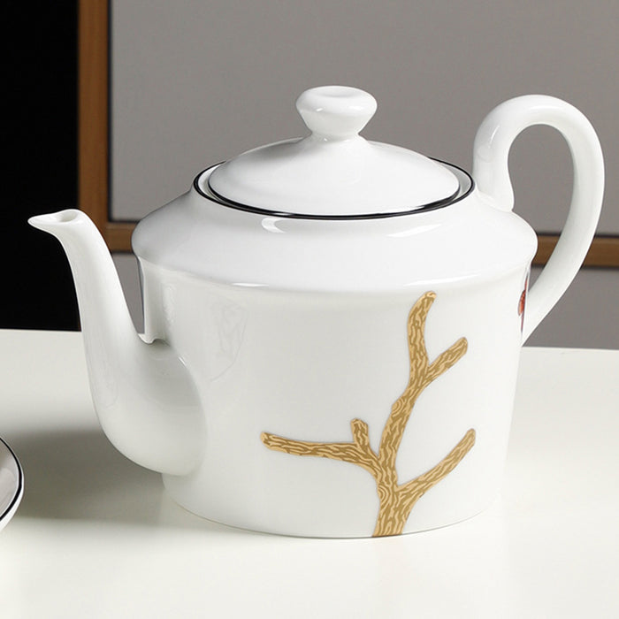 Bone China Branch and Bird Gold Trim Tea Set-4