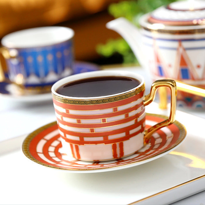 British Architecture Gold Trim Ceramic Tea Set-5