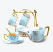 Carp Pattern Gold Trim Frosted Ceramic Tea Set-1