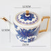 Blue Phoenix and Flower Gold Trim Ceramic Tea Set-5