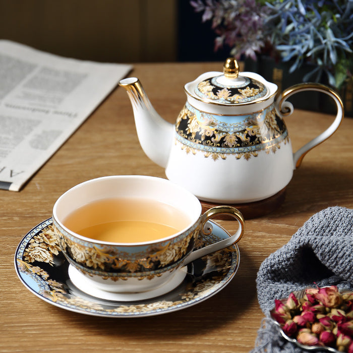 Gold Flower Bone China Tea Set for One Set-3