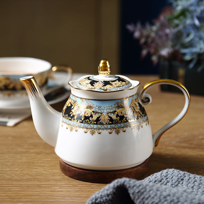 Gold Flower Bone China Tea Set for One Set-4