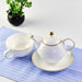 Gold Trim Bone China White Tea Set for One Set-4