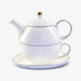 Gold Trim Bone China White Tea Set for One Set-1