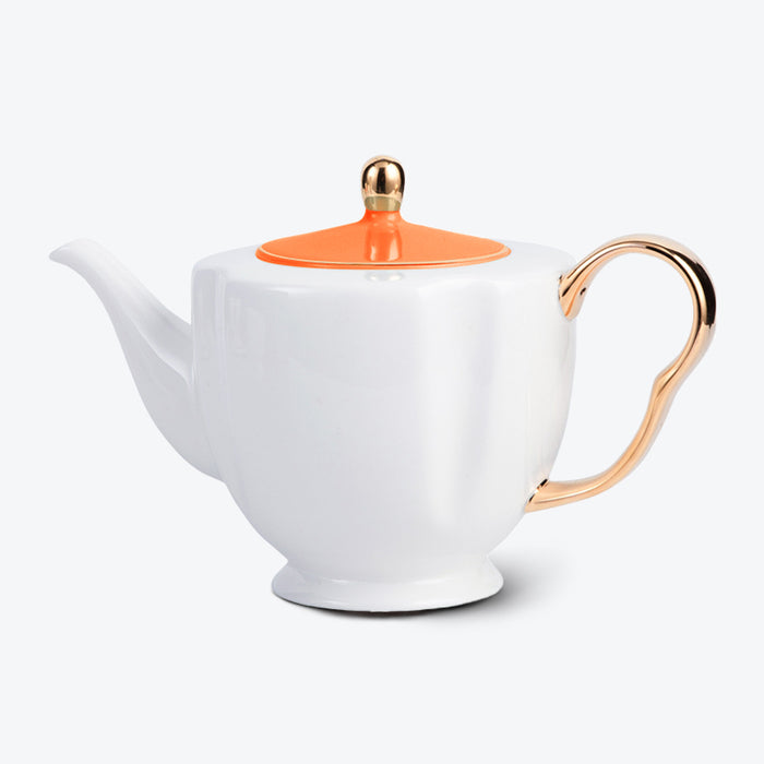 Luxury Bone China Gold Trim Ceramic Tea Set-9