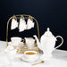 Modern White Bone China Gold Trim Ceramic Tea Set-4