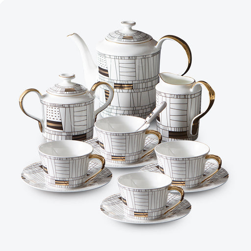 Architecture Bone China Gold Trim Tea Set-1