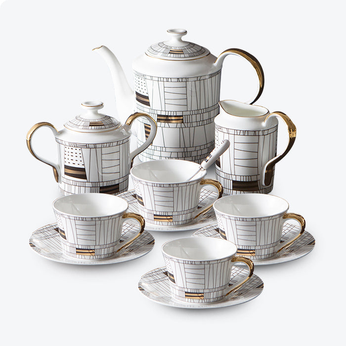 Architecture Bone China Gold Trim Tea Set-1