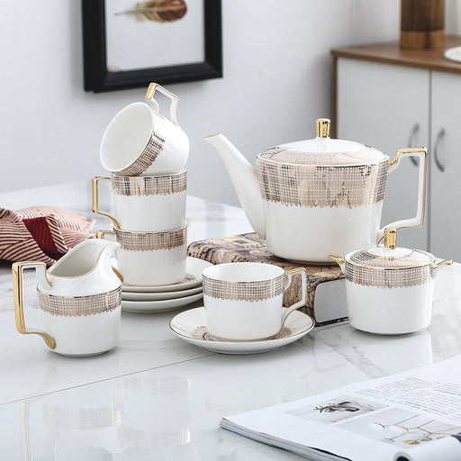 Modern Gold Trim Ceramic Tea Set-2