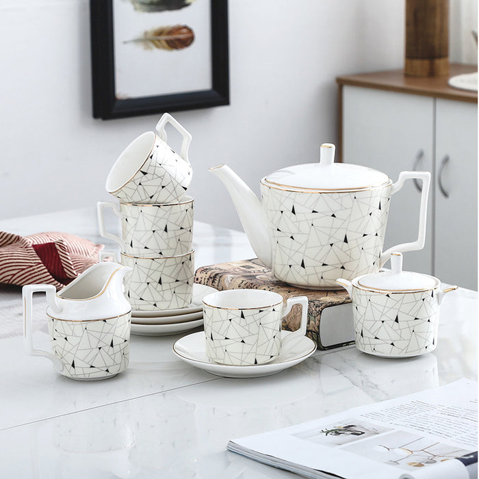 Modern Gold Trim Ceramic Tea Set-6