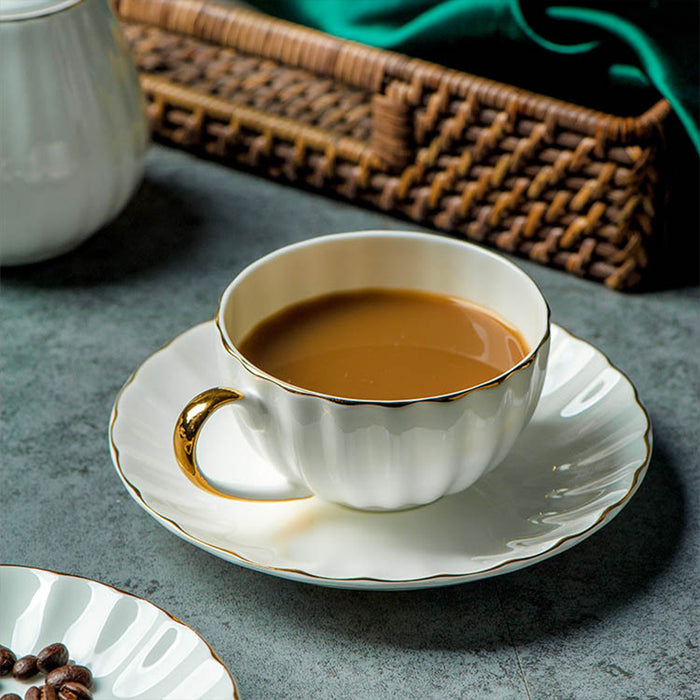 Gold Trim Pumpkin Coffee Set-4